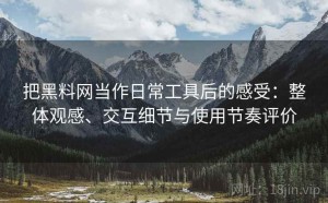 把黑料网当作日常工具后的感受：整体观感、交互细节与使用节奏评价